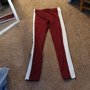 Junior maroon and white leggings